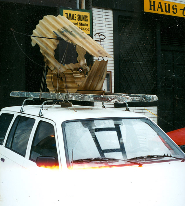 bull on car